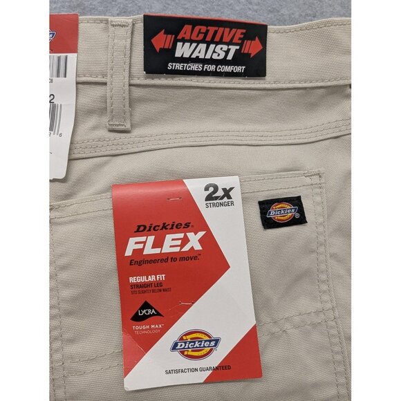 Dickies Pants Mens 46x32 Khaki Flex Regular Fit Straight Leg Active Waist Work - Picture 11 of 16